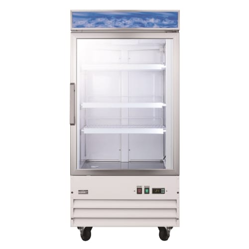 Summit Commercial Freezer, 9.0 Cu Ft, Frost-Free Defrost, Glass Door w/ White Cabinet